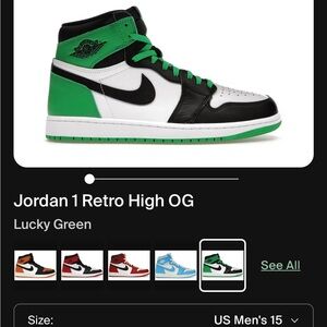 Nike Jordan 1 Retro High OG Lucky Green Black White Sneakers